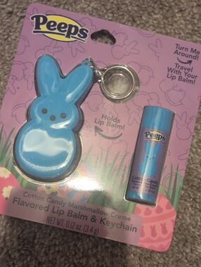 Peeps Cotton Candy Blue Lip Balm & Keychain